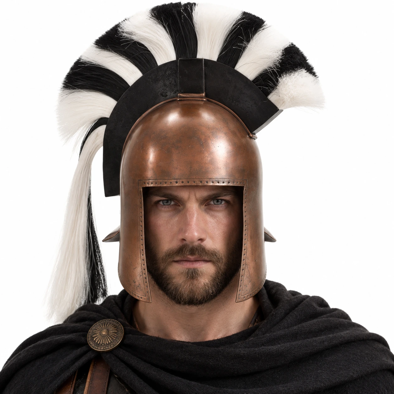 Hjälm grekisk krigare i stål för LARP och cosplay