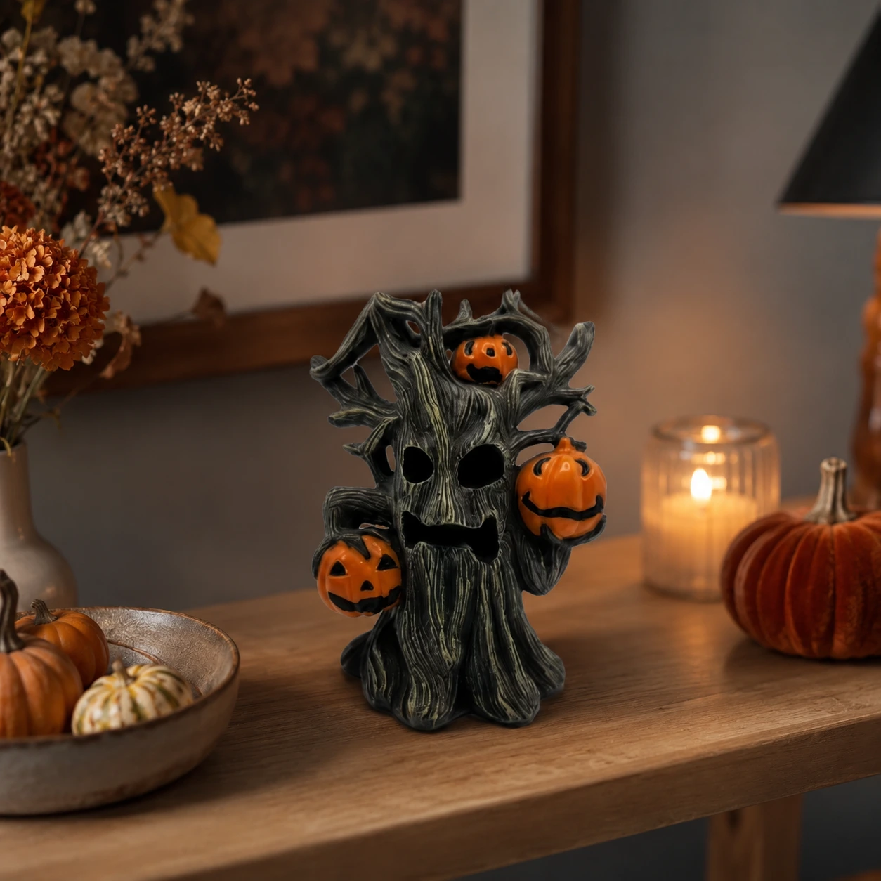 Halloweenstaty trädmonster för heminredning