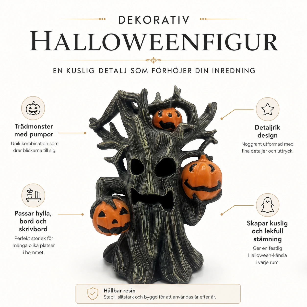 Halloweenstaty trädmonster för heminredning
