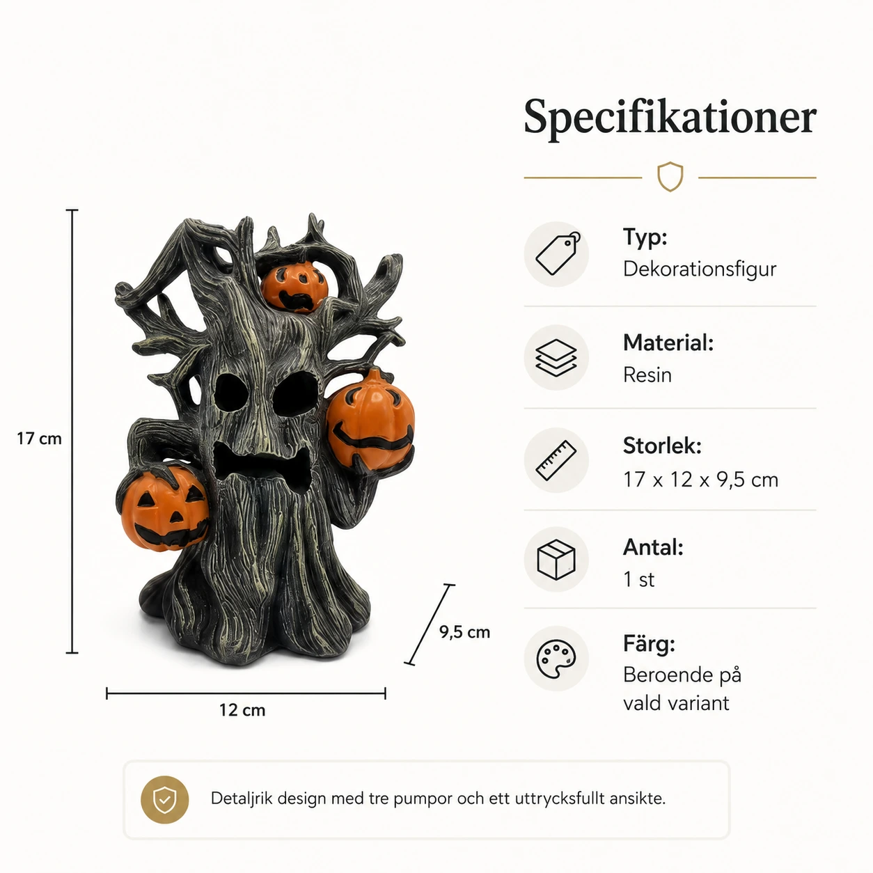 Halloweenstaty trädmonster för heminredning
