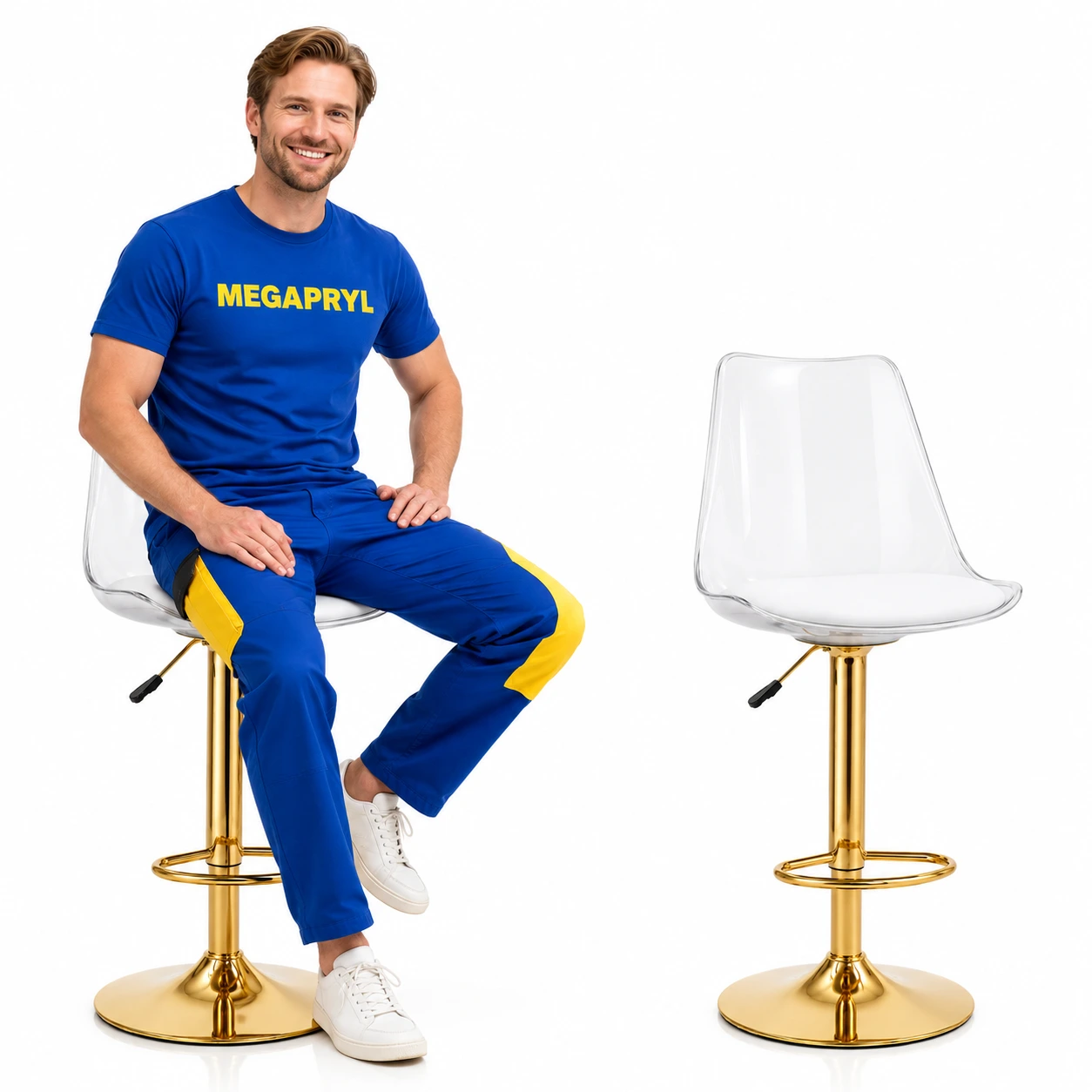 Barstolar 2-Pack Transparent med Guldfärgad Fot