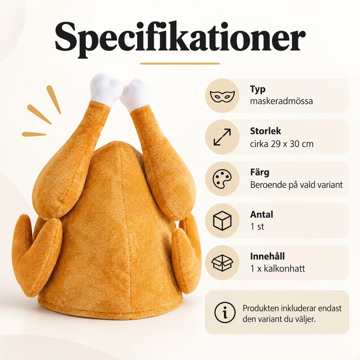Kalkonhatt för maskerad och fest
