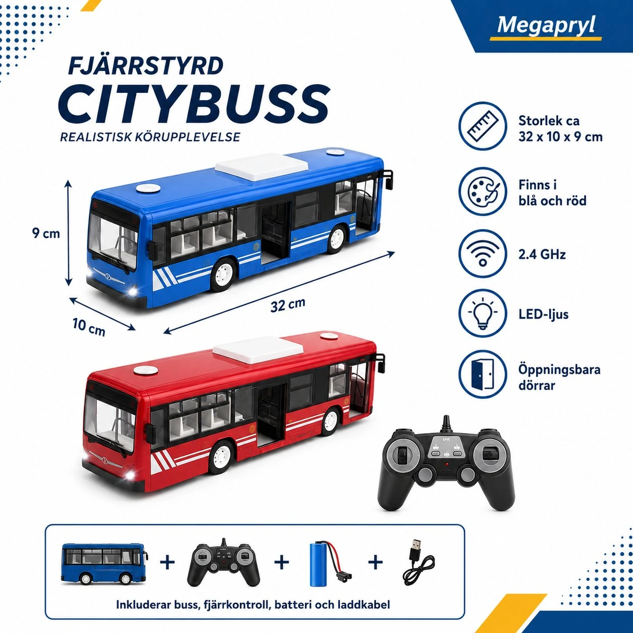 Fjärrstyrd Stadsbuss med LED-ljus
