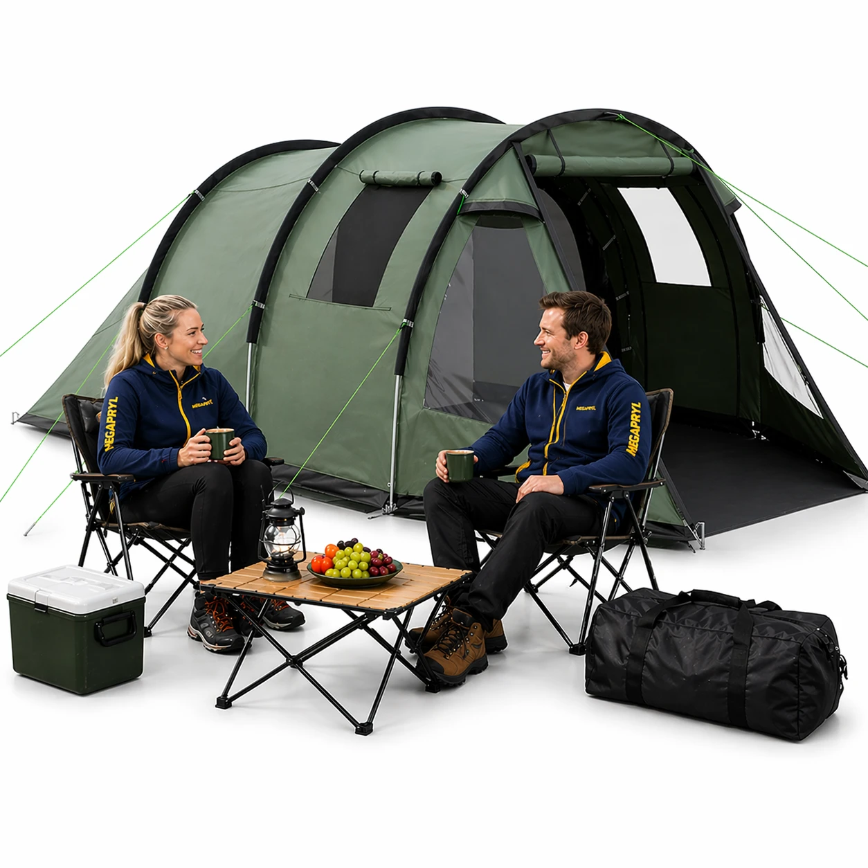 Campingtält 3–4 Personer – 2 Rum & Vattentätt – Tunnel Tält