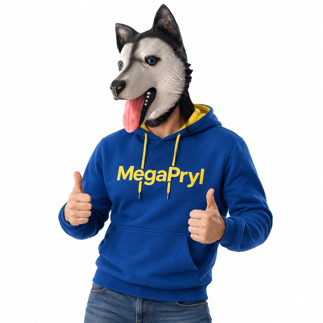 Sibirisk Husky Latexmask med Öppen Mun