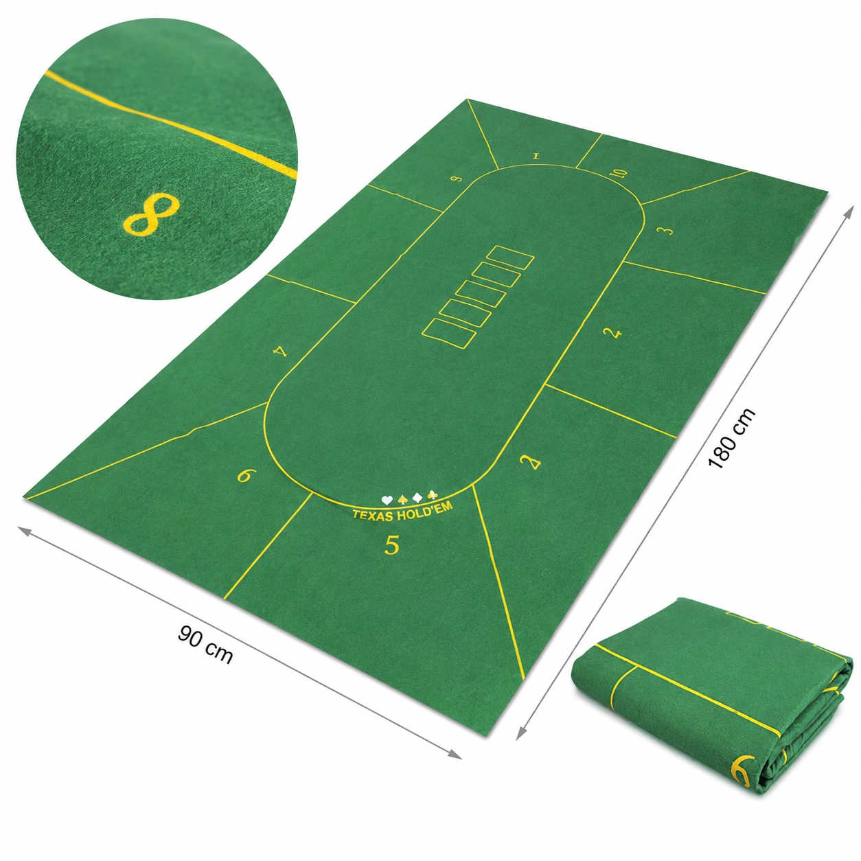 Pokerduk för Texas Hold'em 180 x 90 cm grön
