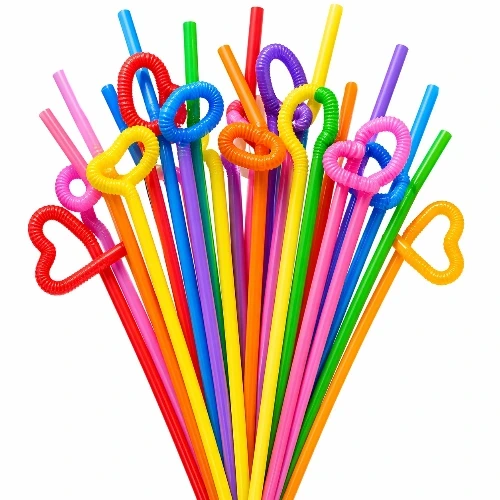 Färgade Sugrör Plast Flexibla – 26 cm