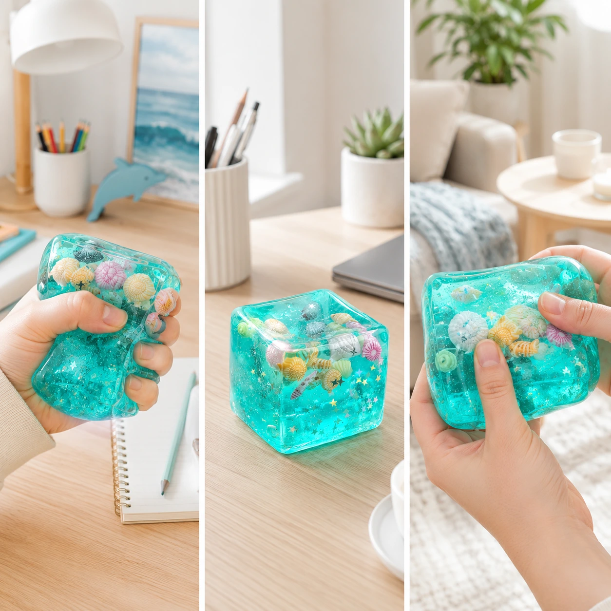 Stressboll Ocean Ice Cube – Sensorisk Klämleksak