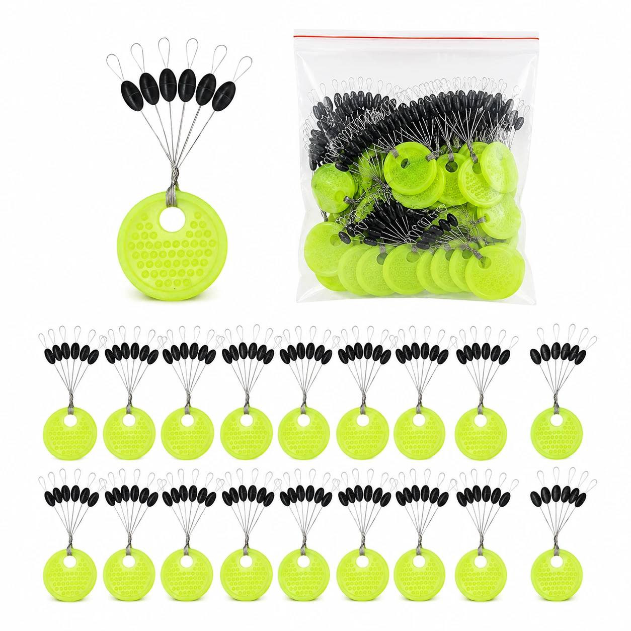Flötesstopp Gummi för Fiskelina – 60/120 st