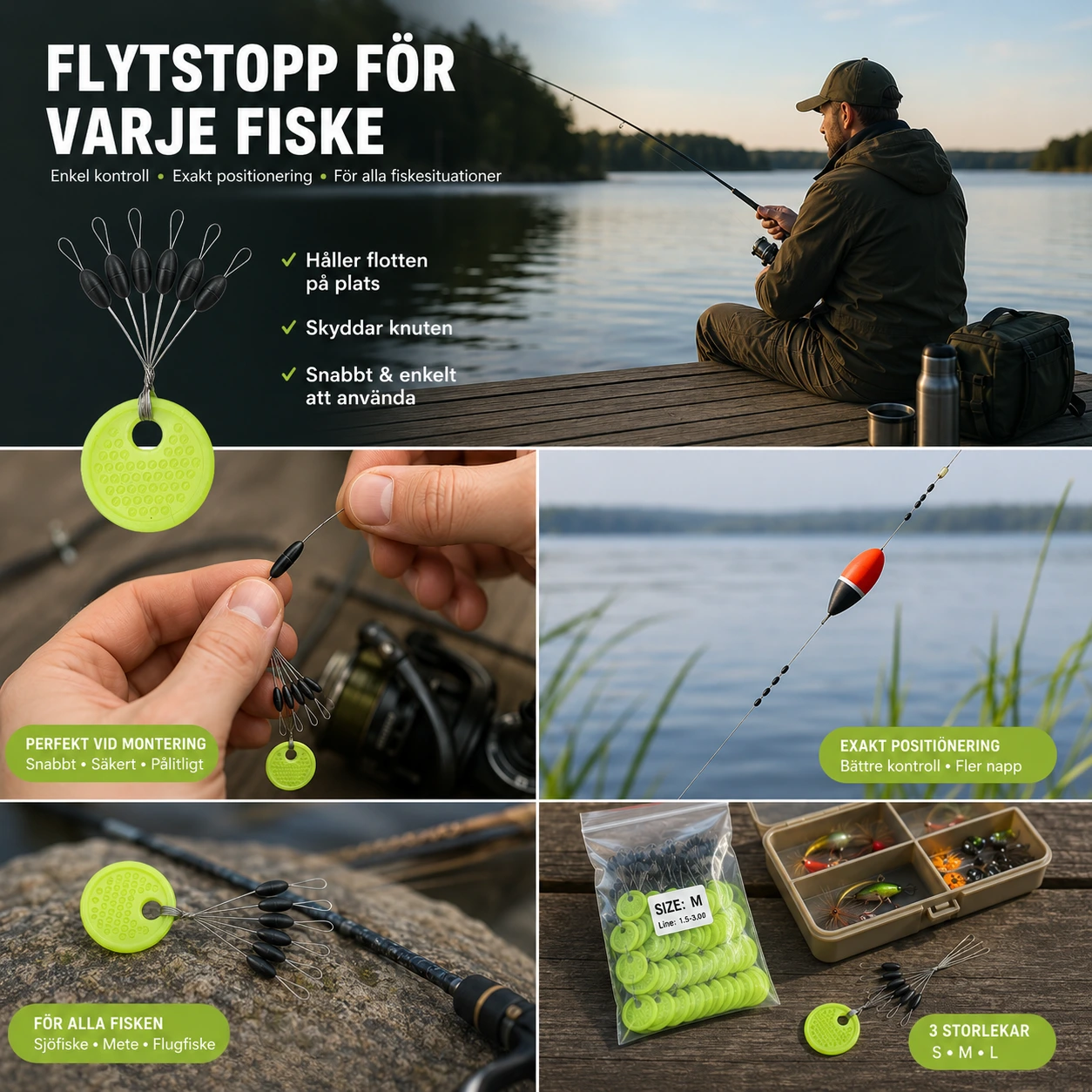 Flötesstopp Gummi för Fiskelina – 60/120 st
