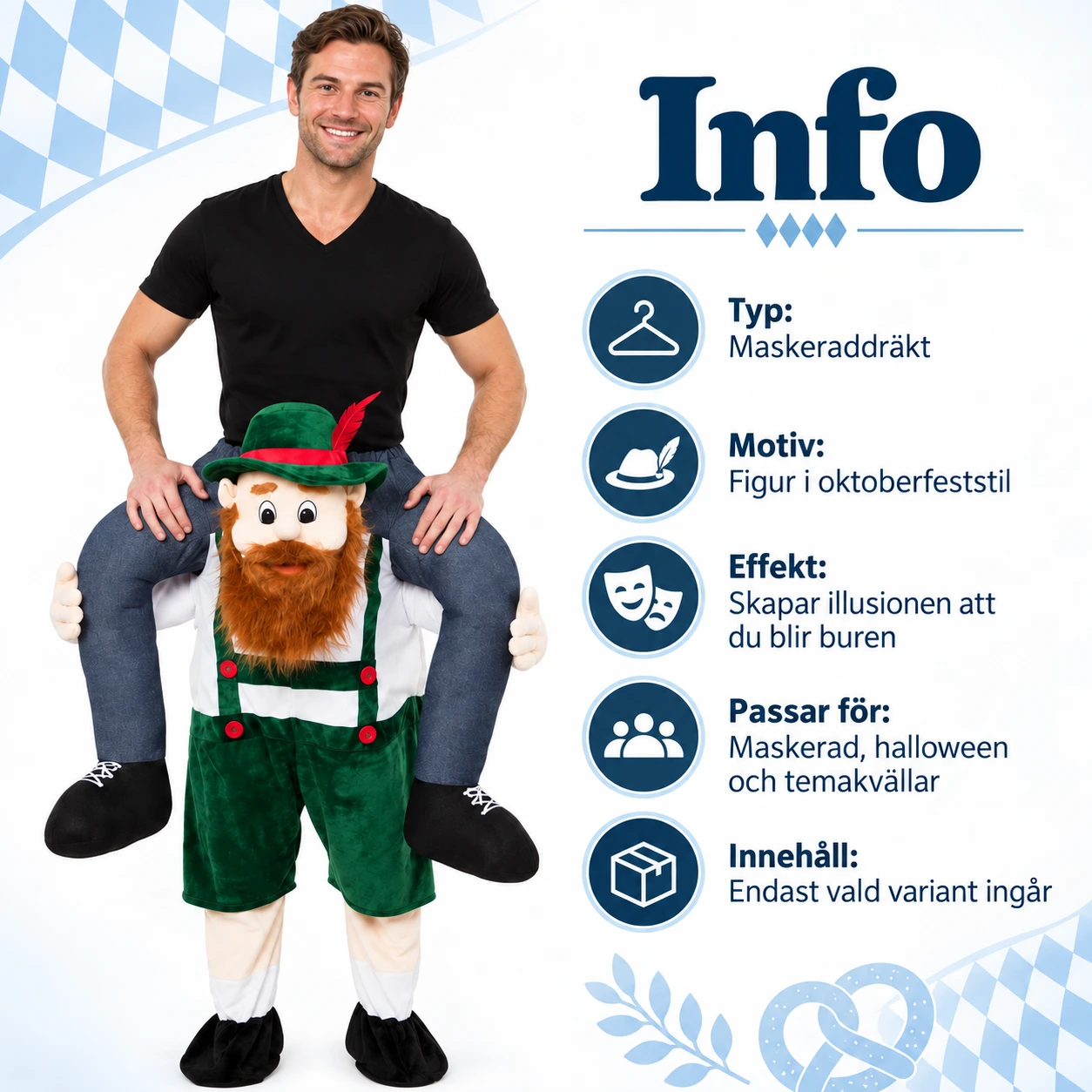 Naamiaisasu kantavalla oktoberfest-hahmolla