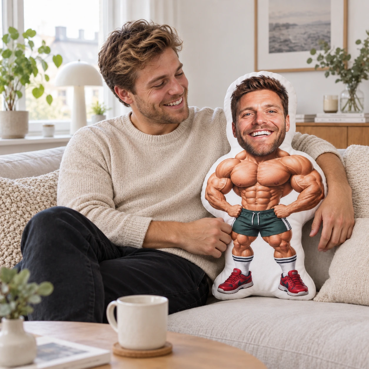 Muskelformad fotokudde med eget foto