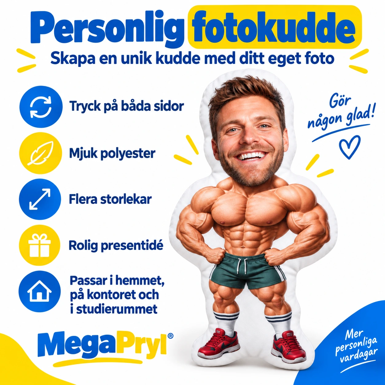 Muskelformad fotokudde med eget foto