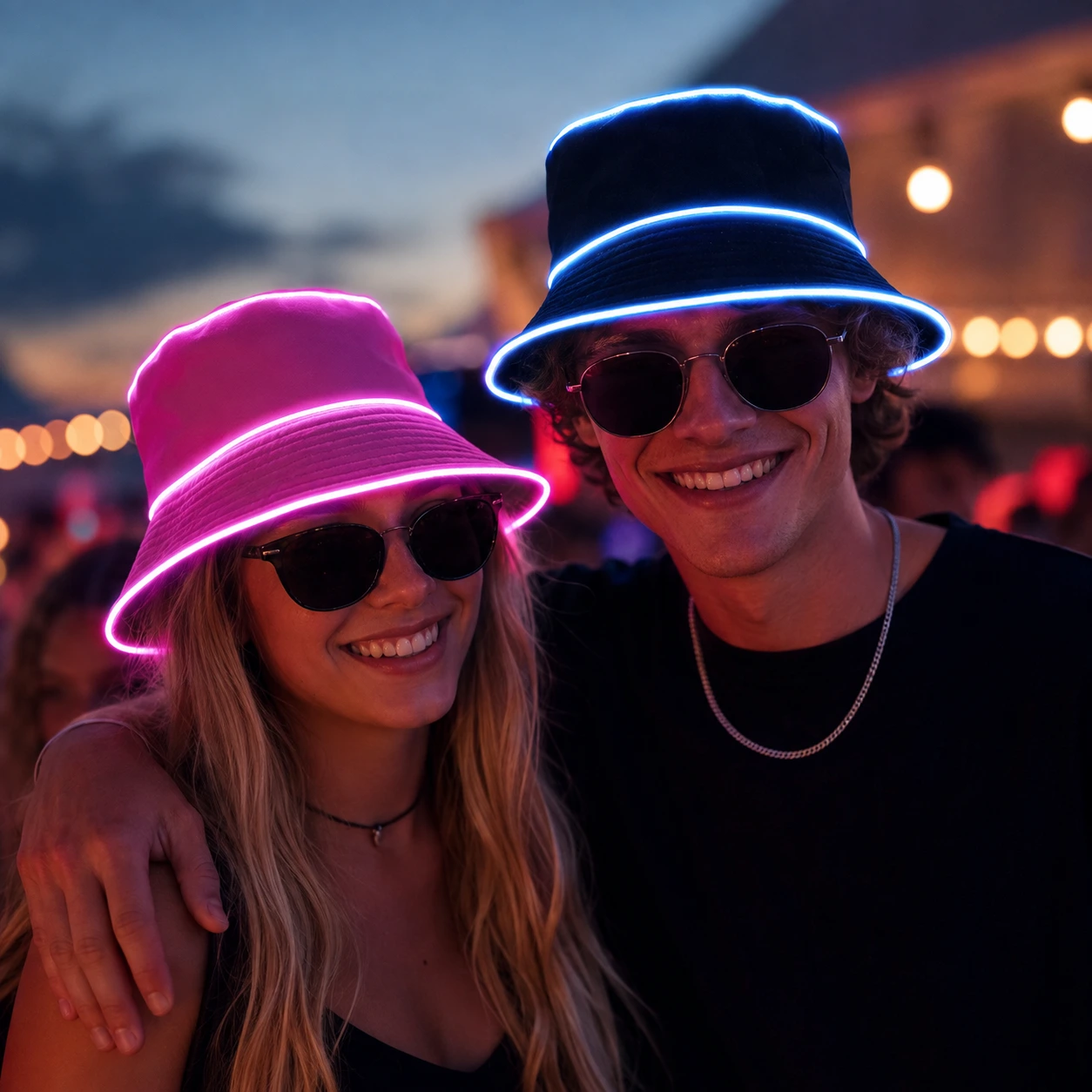 LED-bucket hat för fest och maskerad