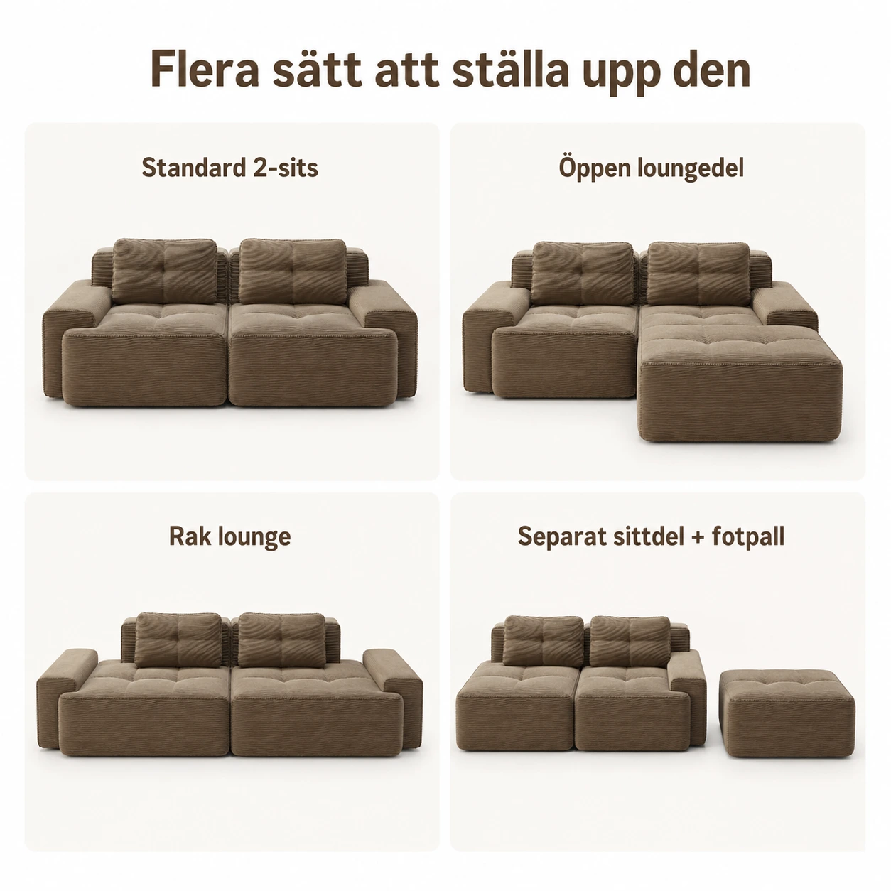 Modulsoffa 2-Sits i Manchester Brun med Djup Sits