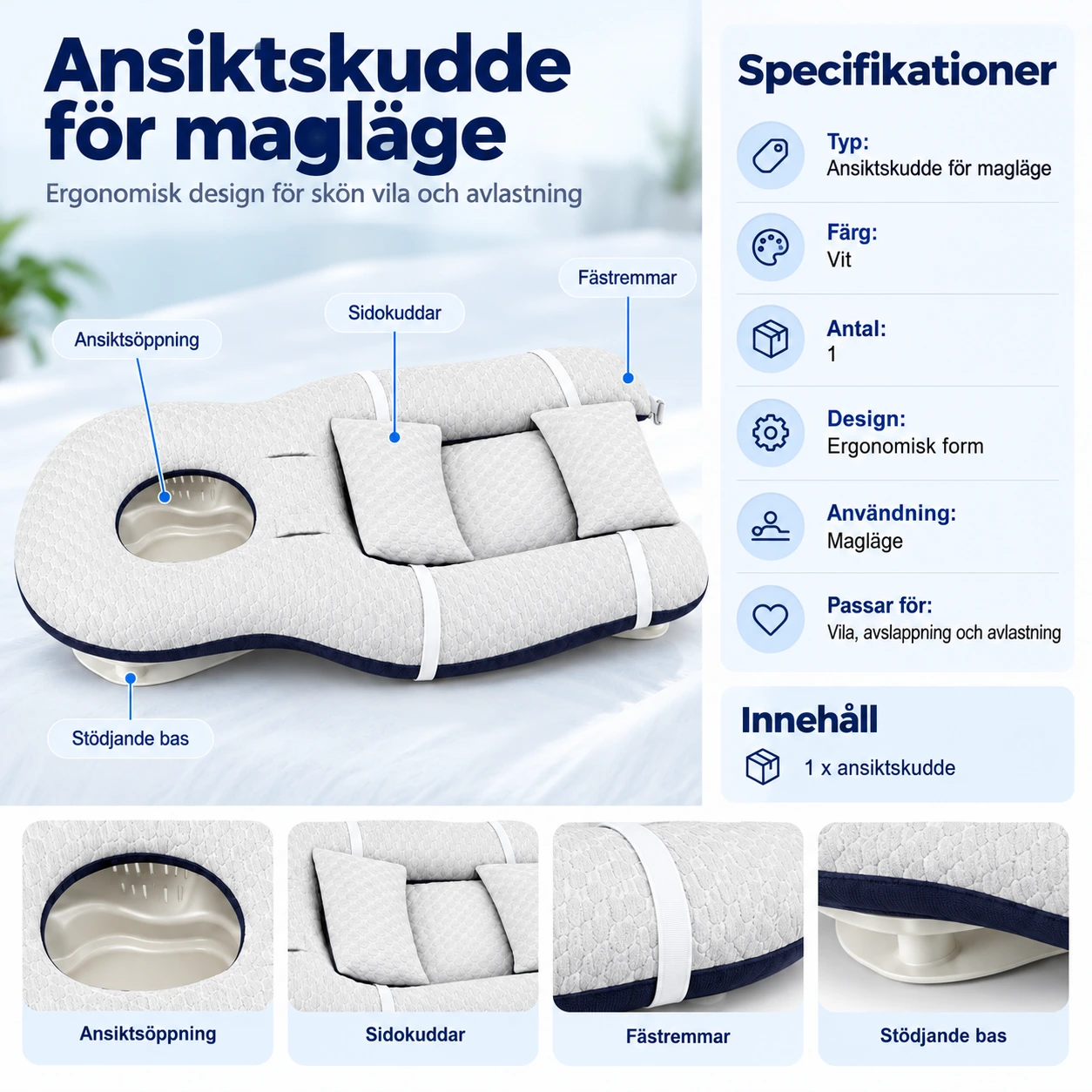 Ergonominen kasvotyyny vatsamakuulle