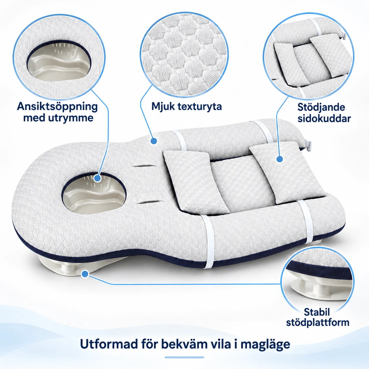 Ansiktskudde för magläge med ergonomisk form