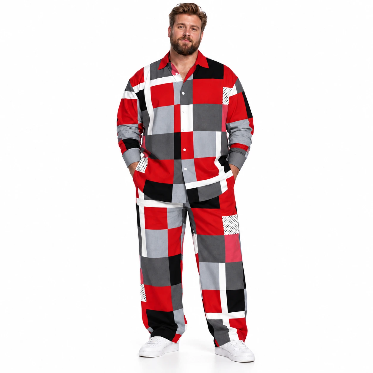 Röd/grå geometrisk