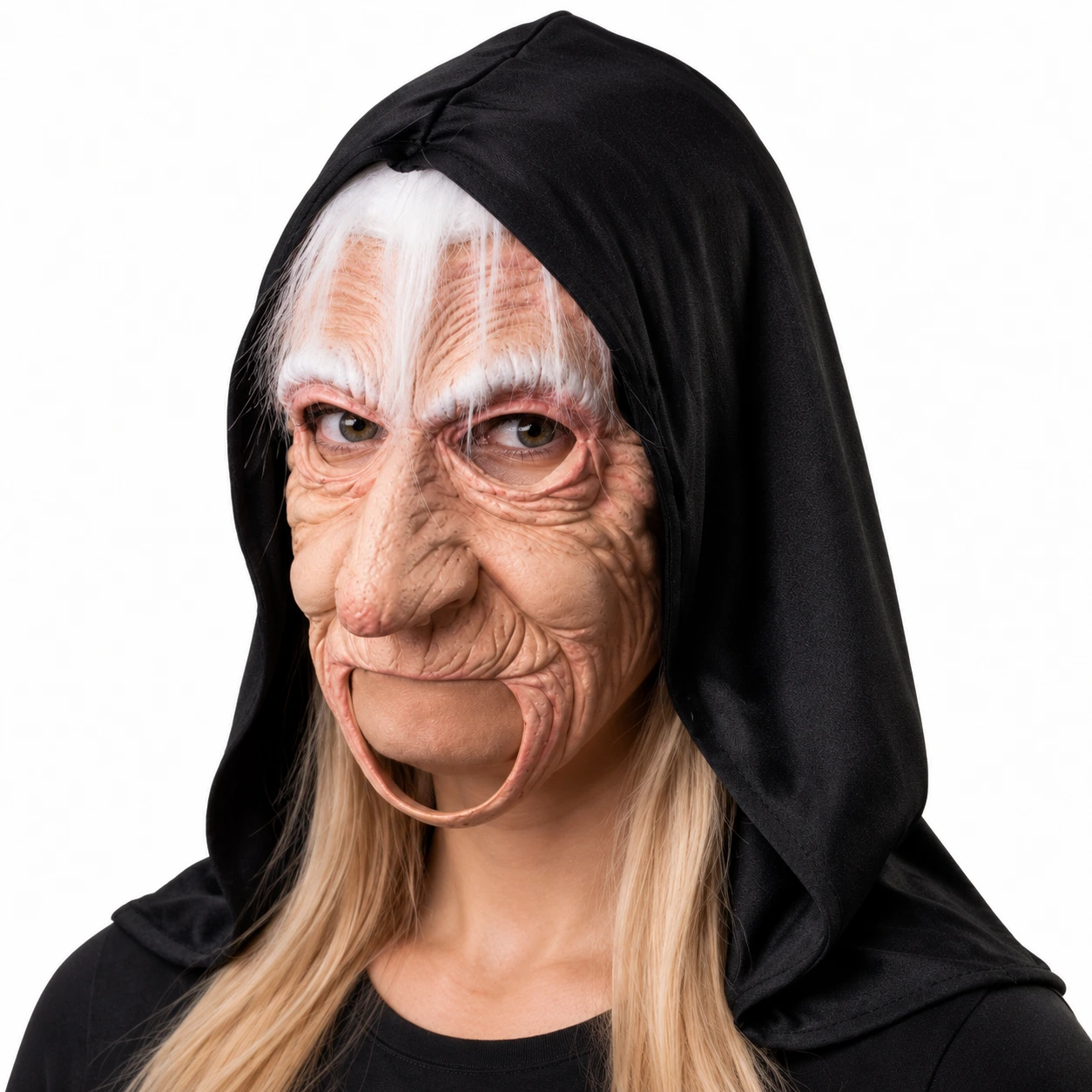Heksemaske i lateks med hette