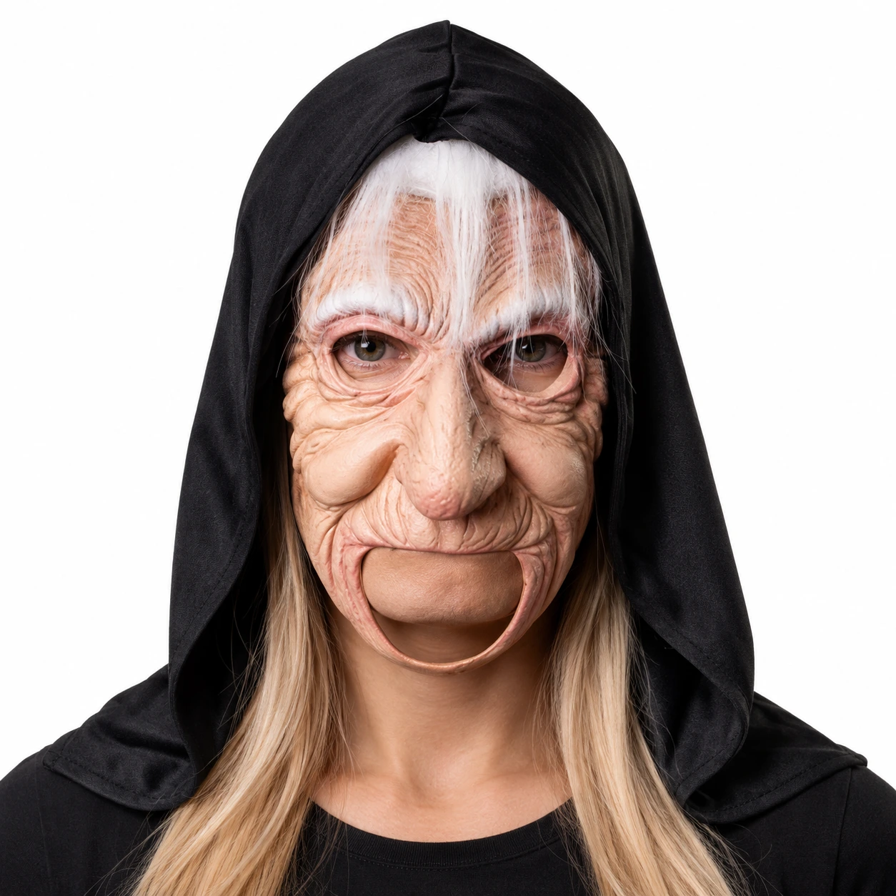 Heksemaske i lateks med hette