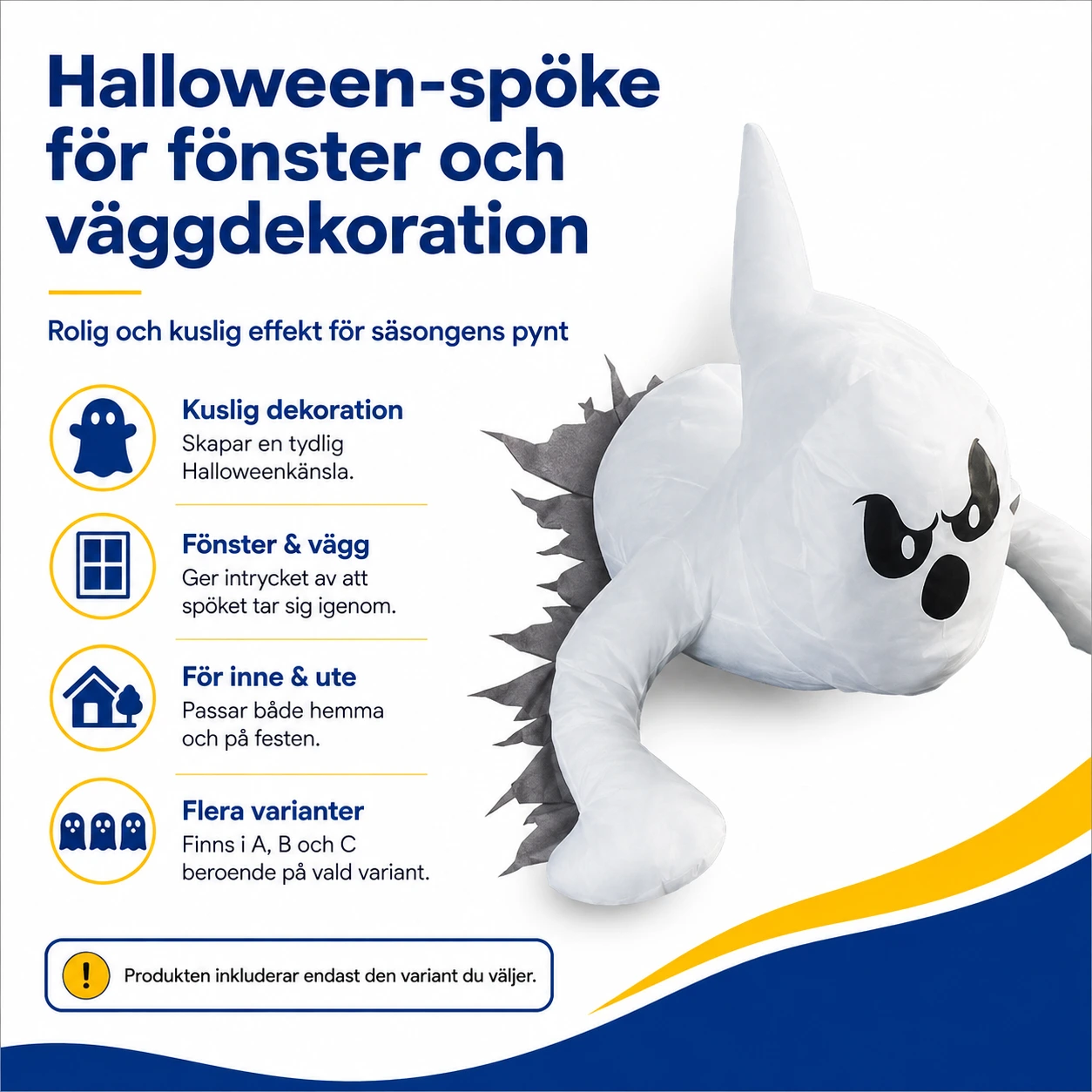 Halloween-spöke för fönster och väggdekoration