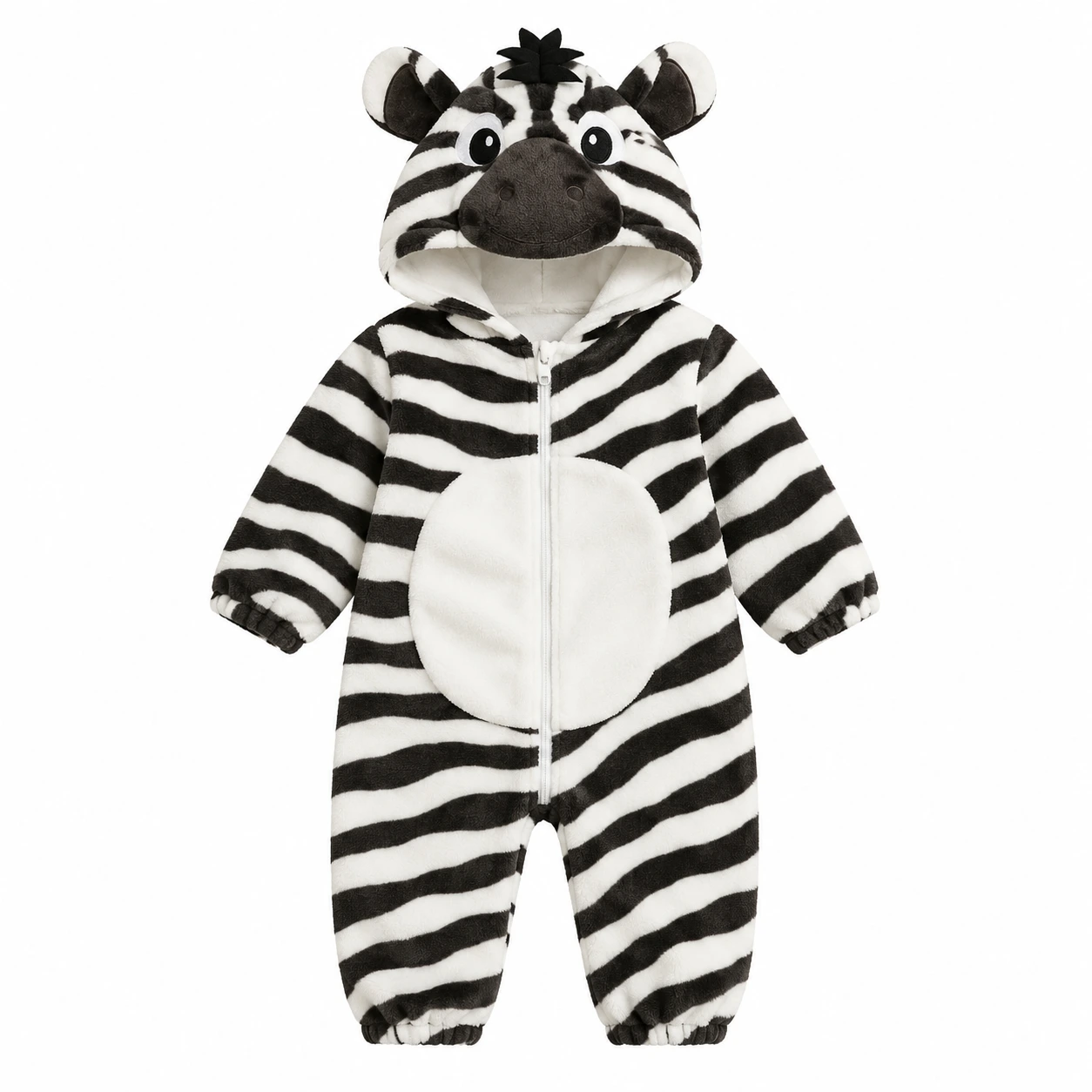 Zebradress Barn – Mjuk Flanelloverall med Huva
