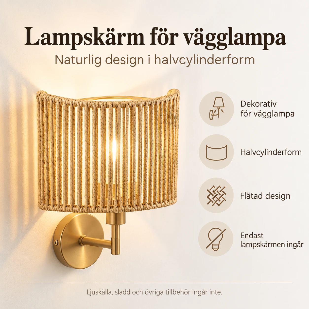 Lampskärm för vägglampa i halvcylinderform