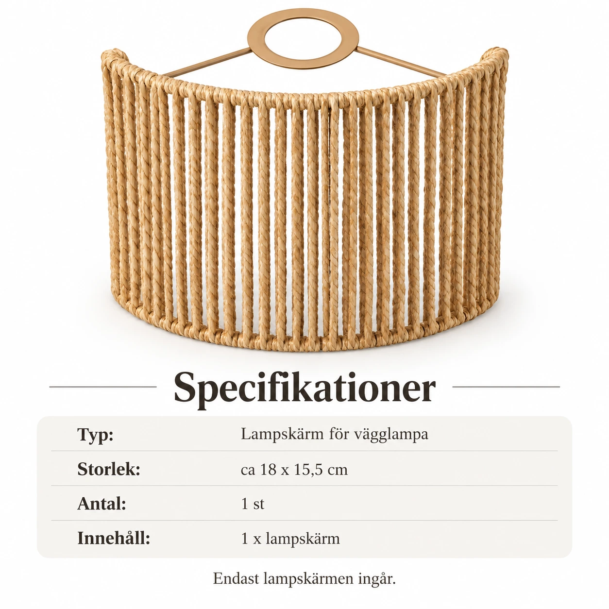 Lampskärm för vägglampa i halvcylinderform