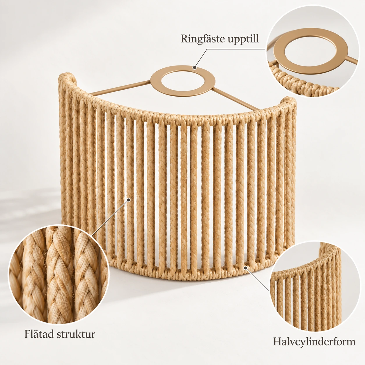 Lampskärm för vägglampa i halvcylinderform