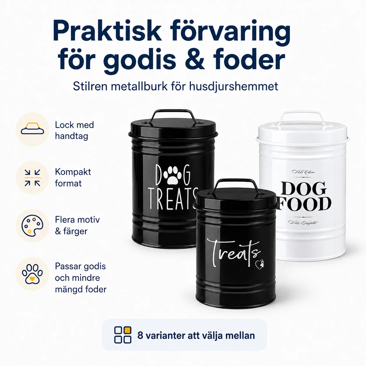 Foderburk för hundgodis och djurfoder i metall