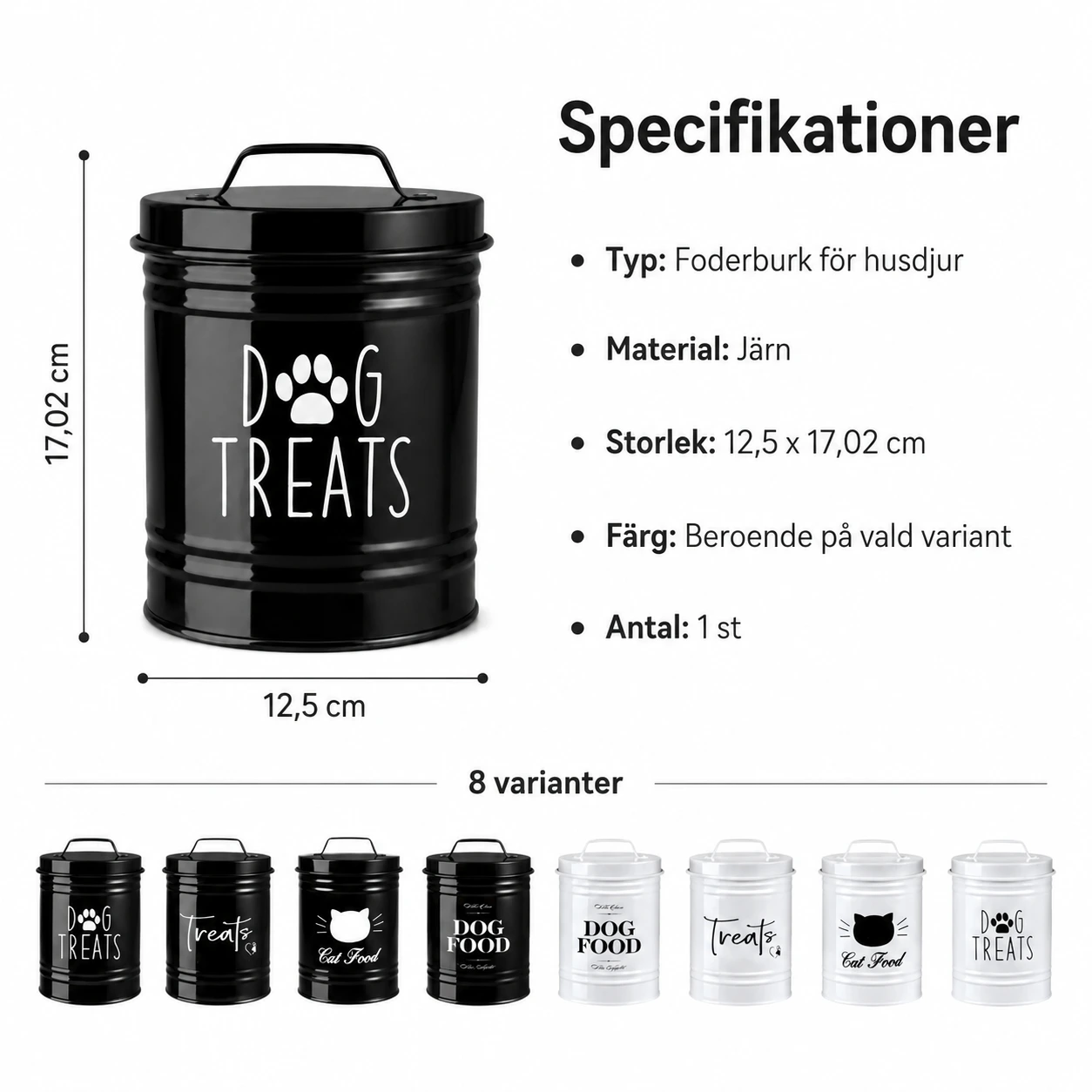 Foderburk för hundgodis och djurfoder i metall