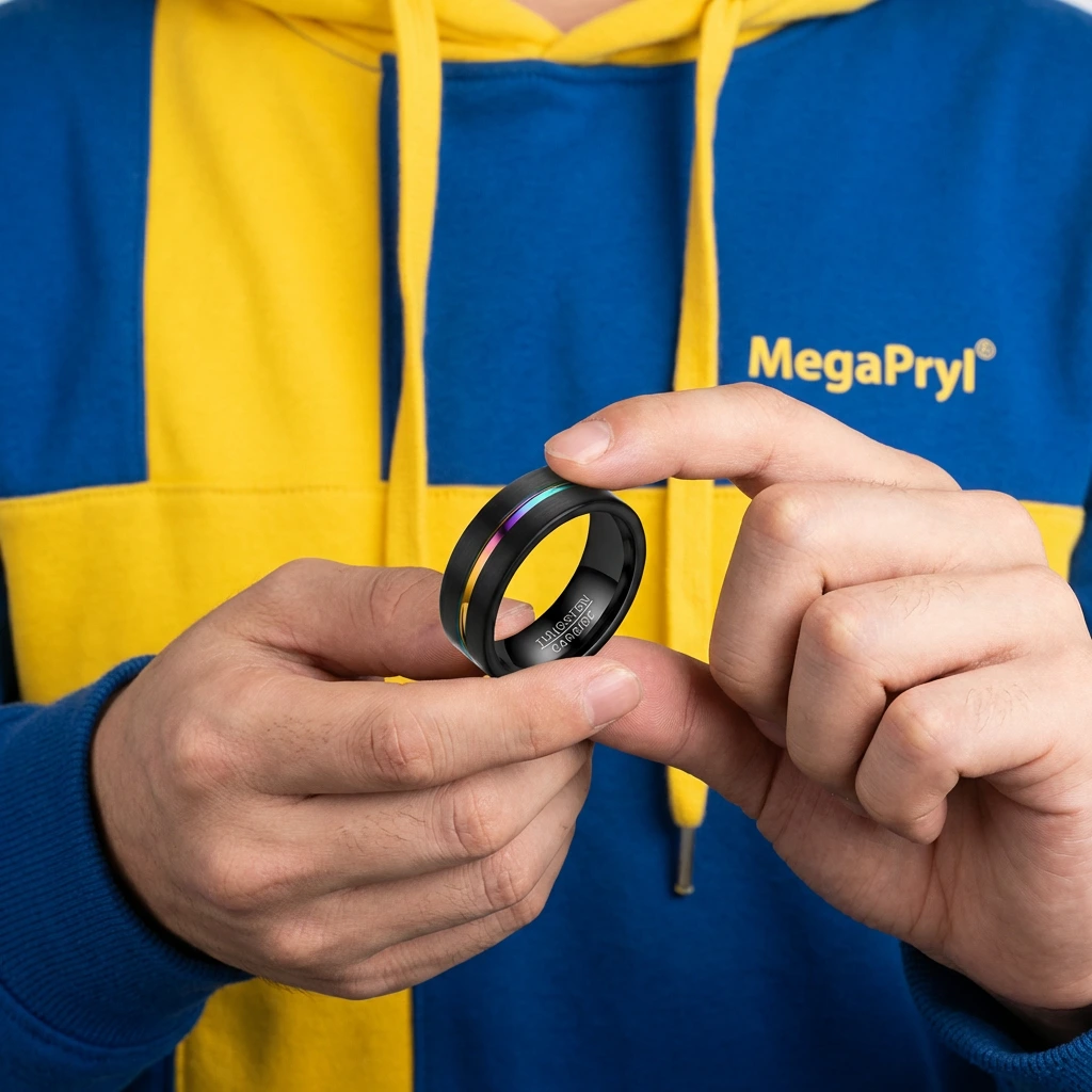 Svart Ring Herr Rostfritt Stål