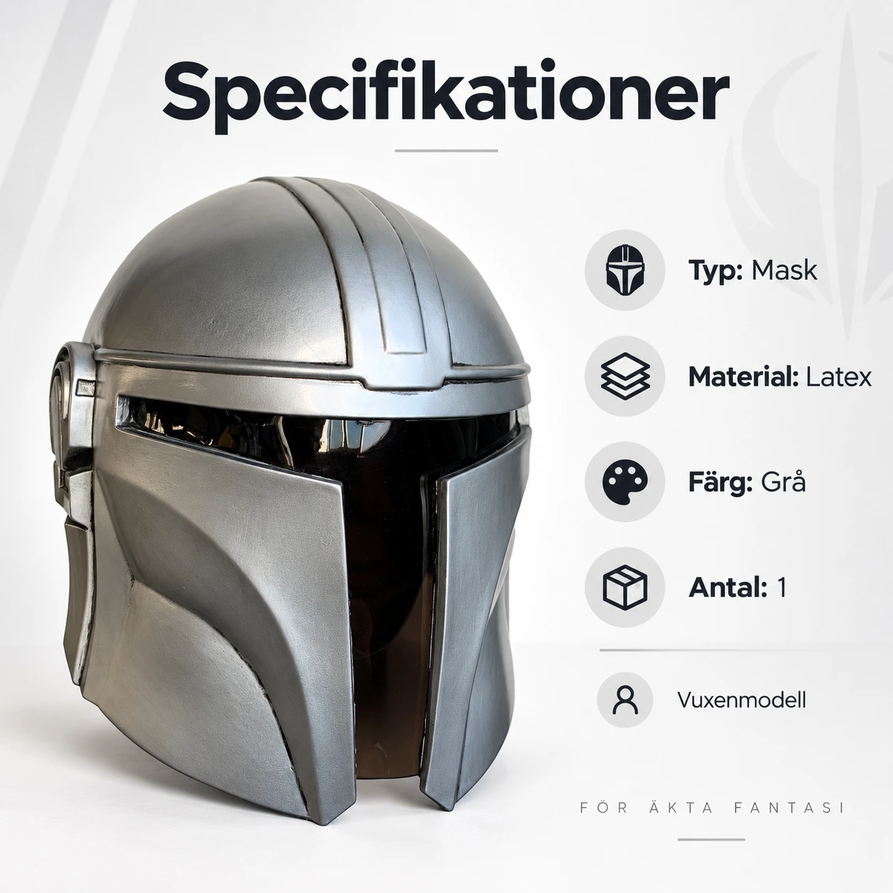 Silver metallic Prisjägare Hjälm med T-Visir