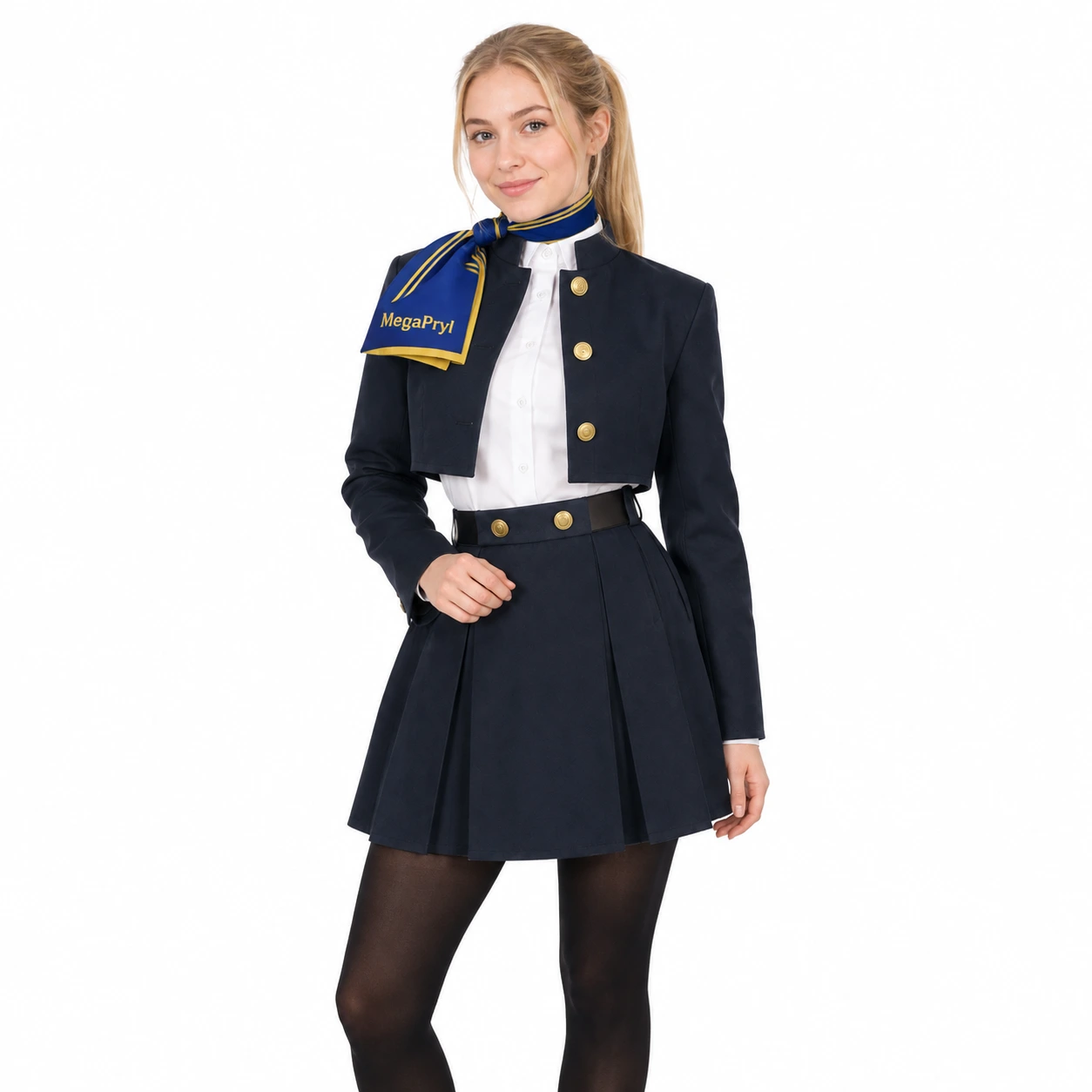 Cosplay-dräkt som skolflicka med svart kjol
