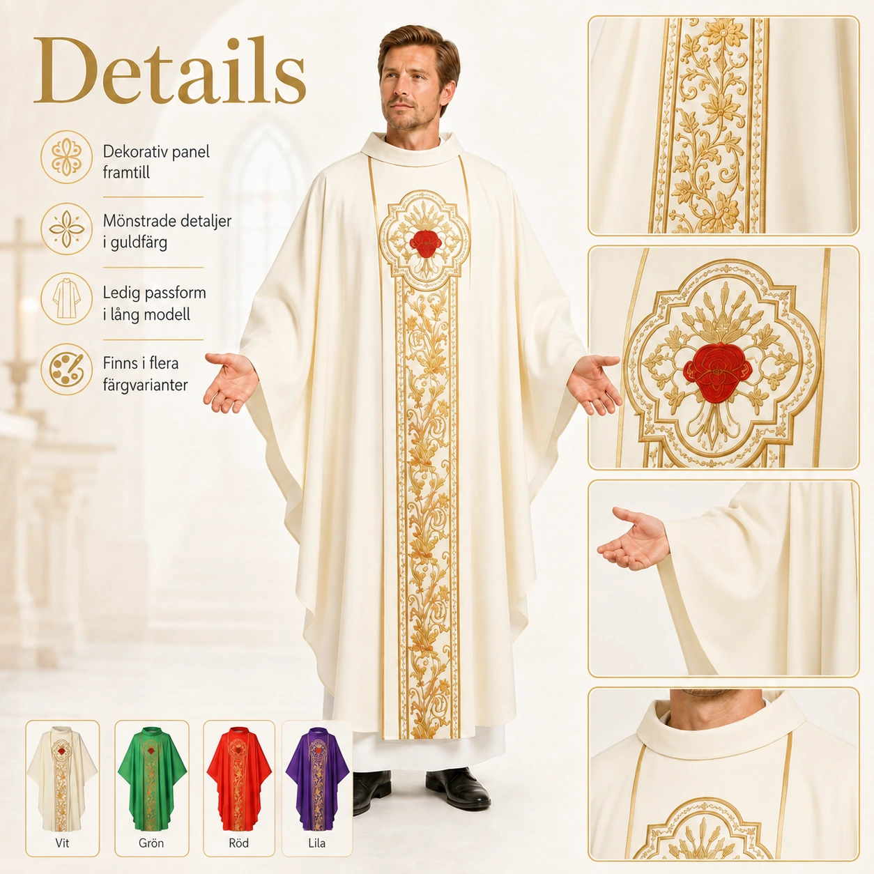 Prästkåpa för vuxen i liturgisk stil