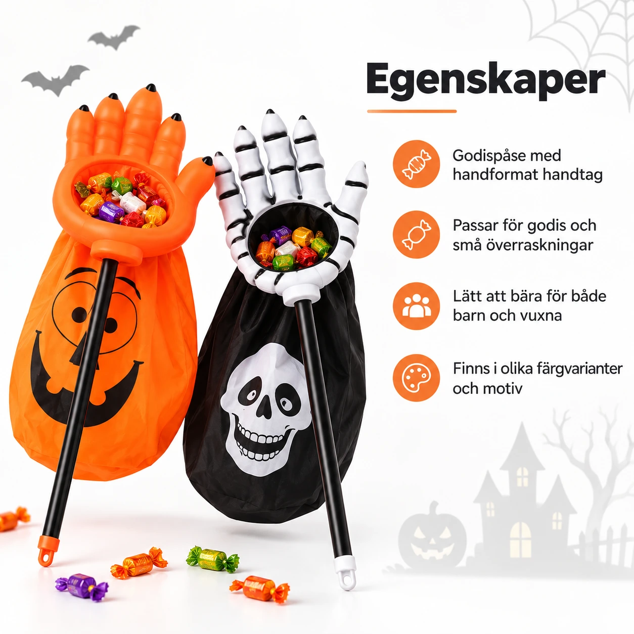 Godispåse med halloweenmotiv och handtag