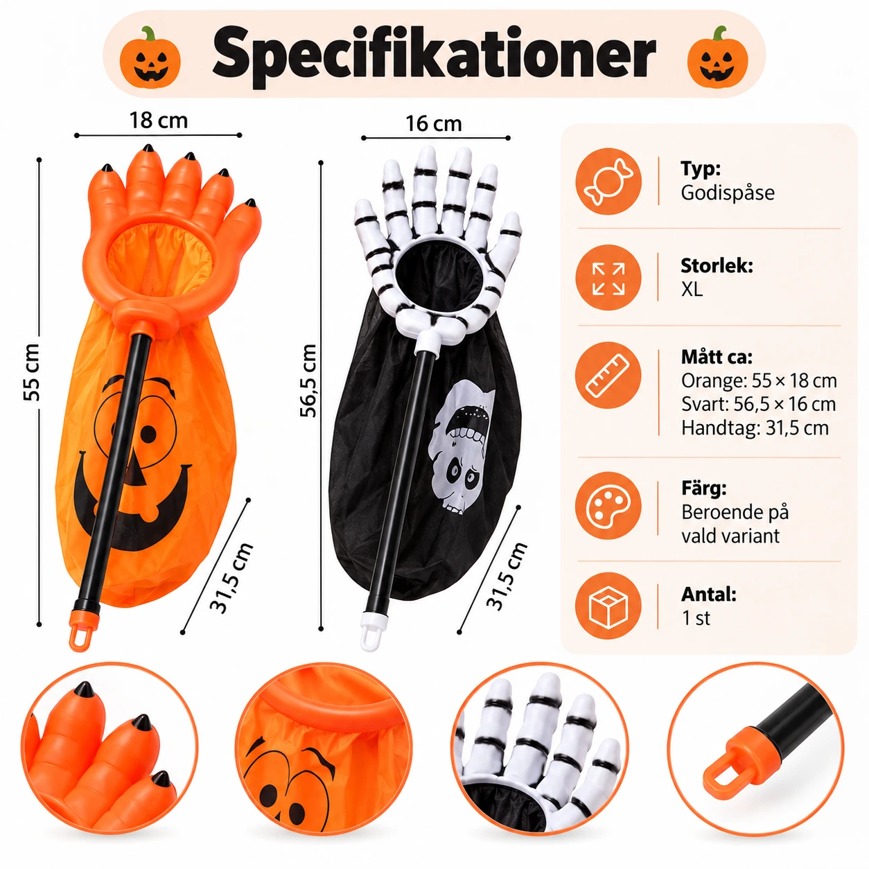 Godispåse med halloweenmotiv och handtag