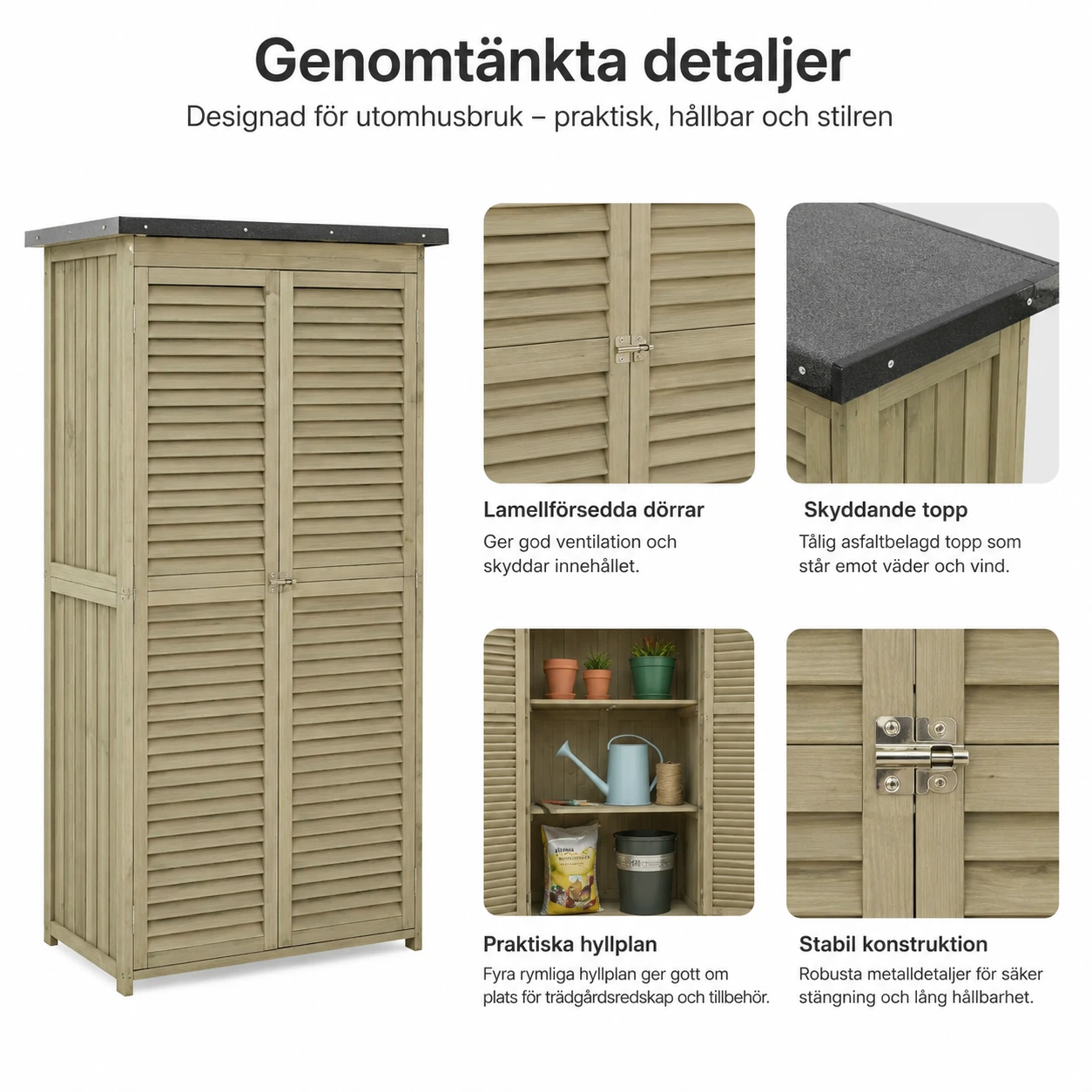 Trädgårdsskåp för uteplats och balkong 87 x 46,5 x 160 cm