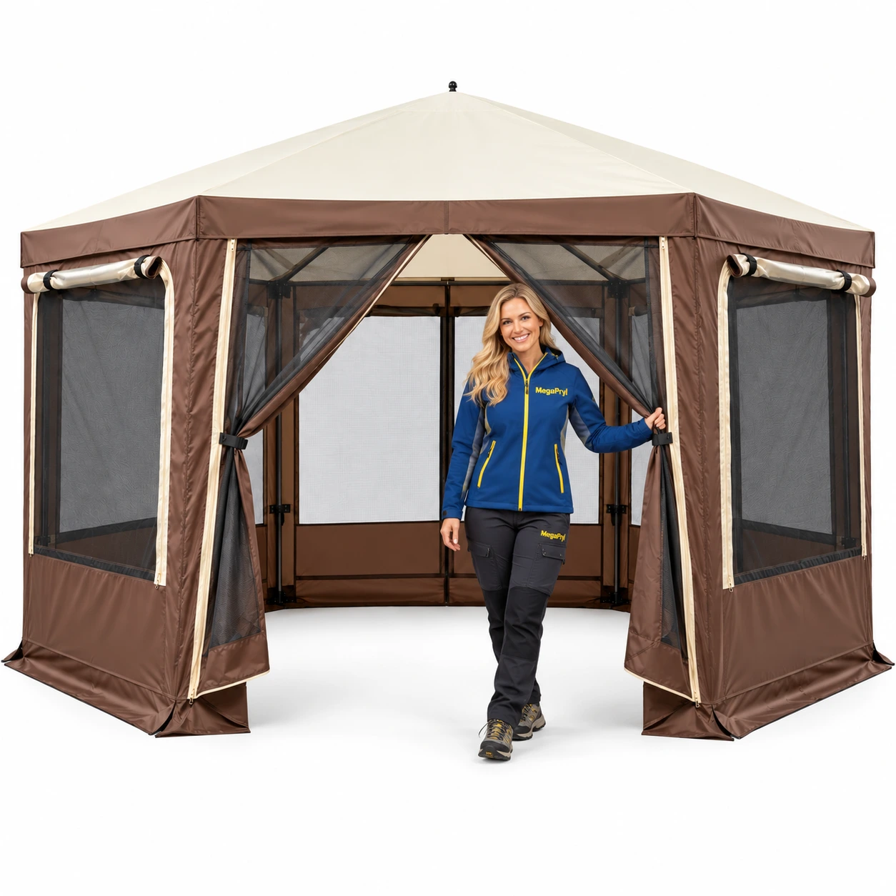 Pop up-paviljong för camping och trädgård, 3,6 x 3,6 m