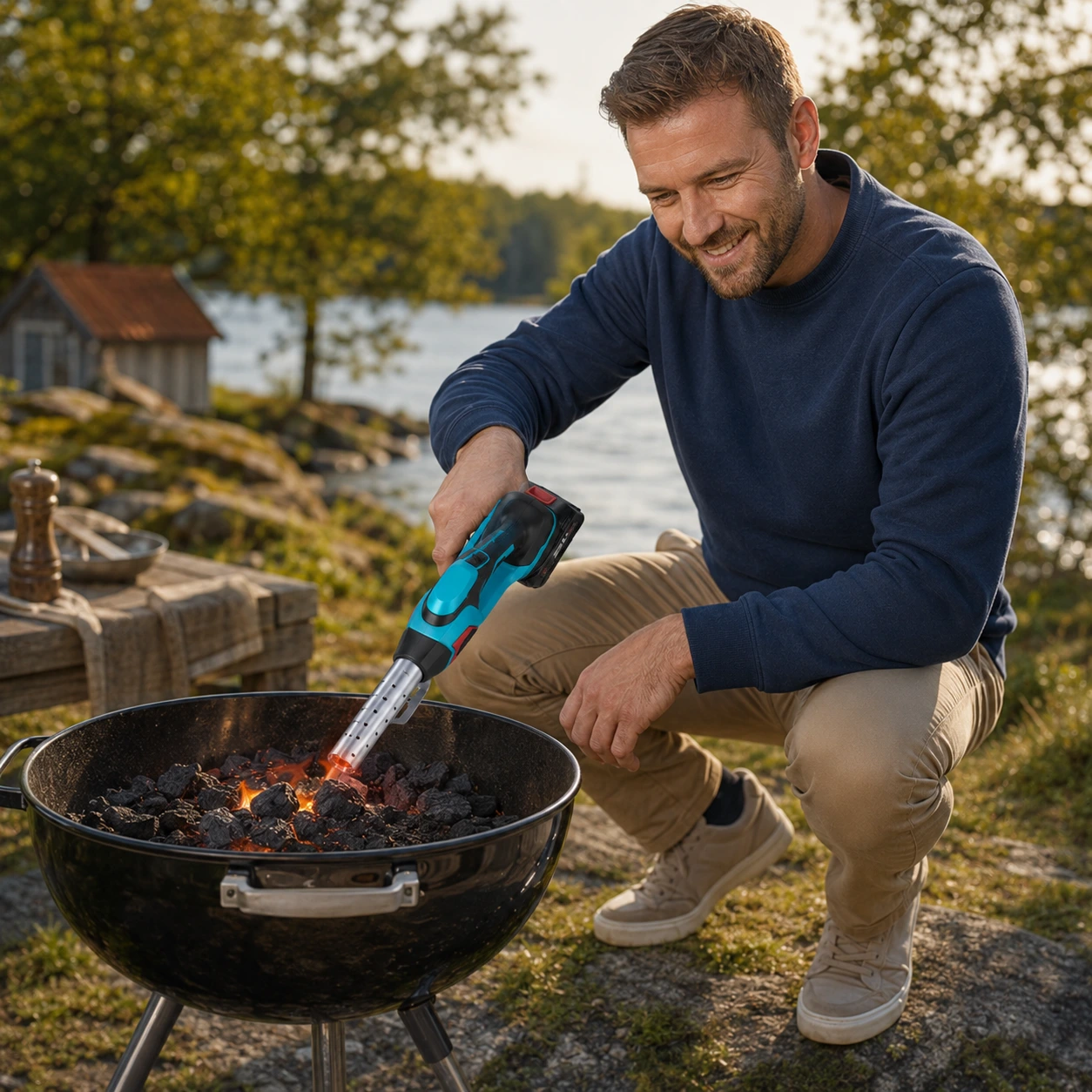 Varmluftsblåsare batteridriven med 2 lägen