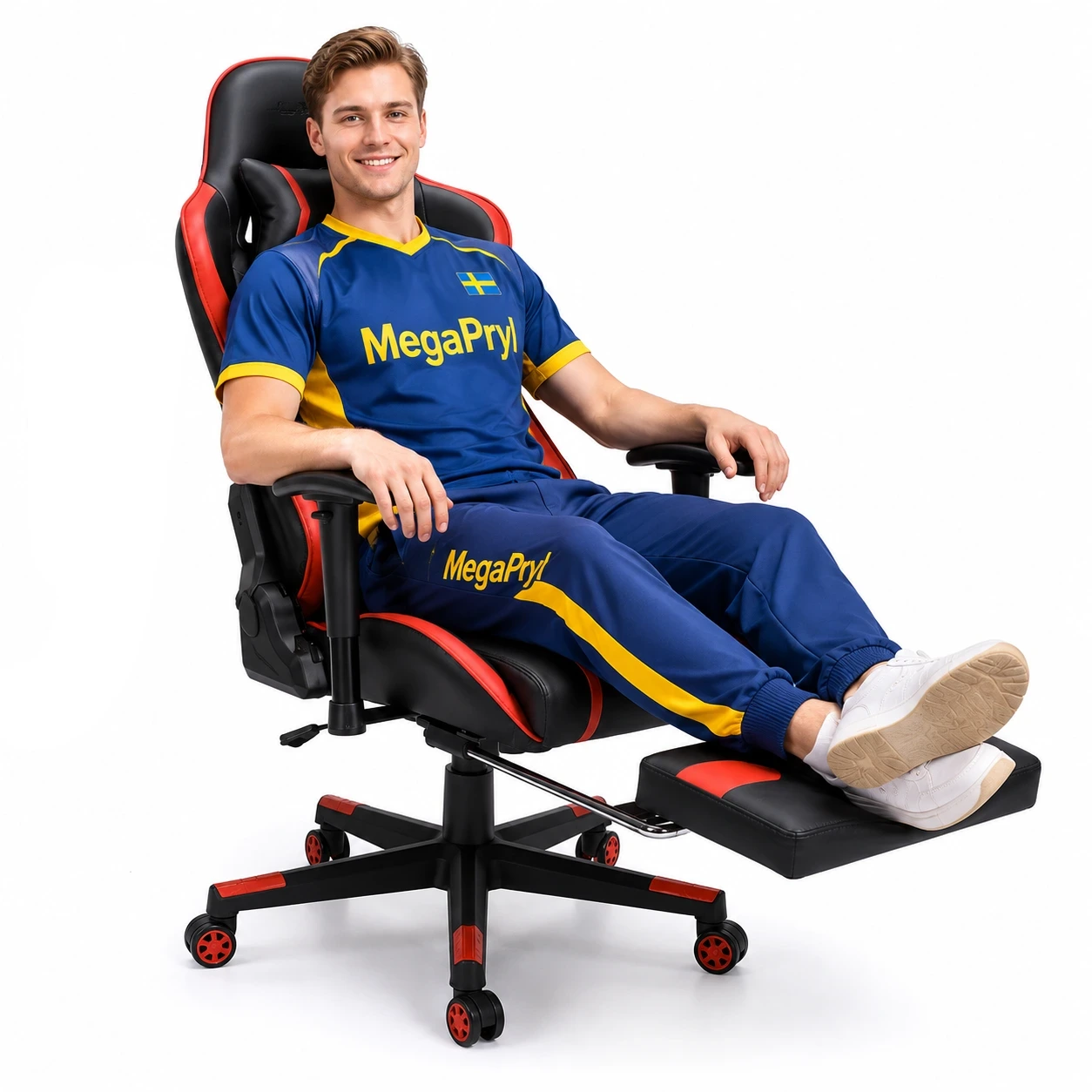 Gamingstol med 7-punktsmassage och Fotstöd