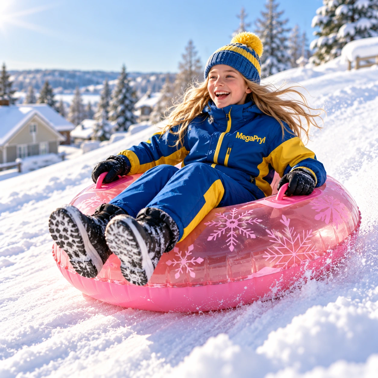 Uppblåsbar snow tube i PVC med handtag