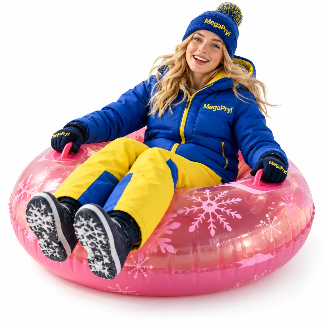 Uppblåsbar snow tube i PVC med handtag