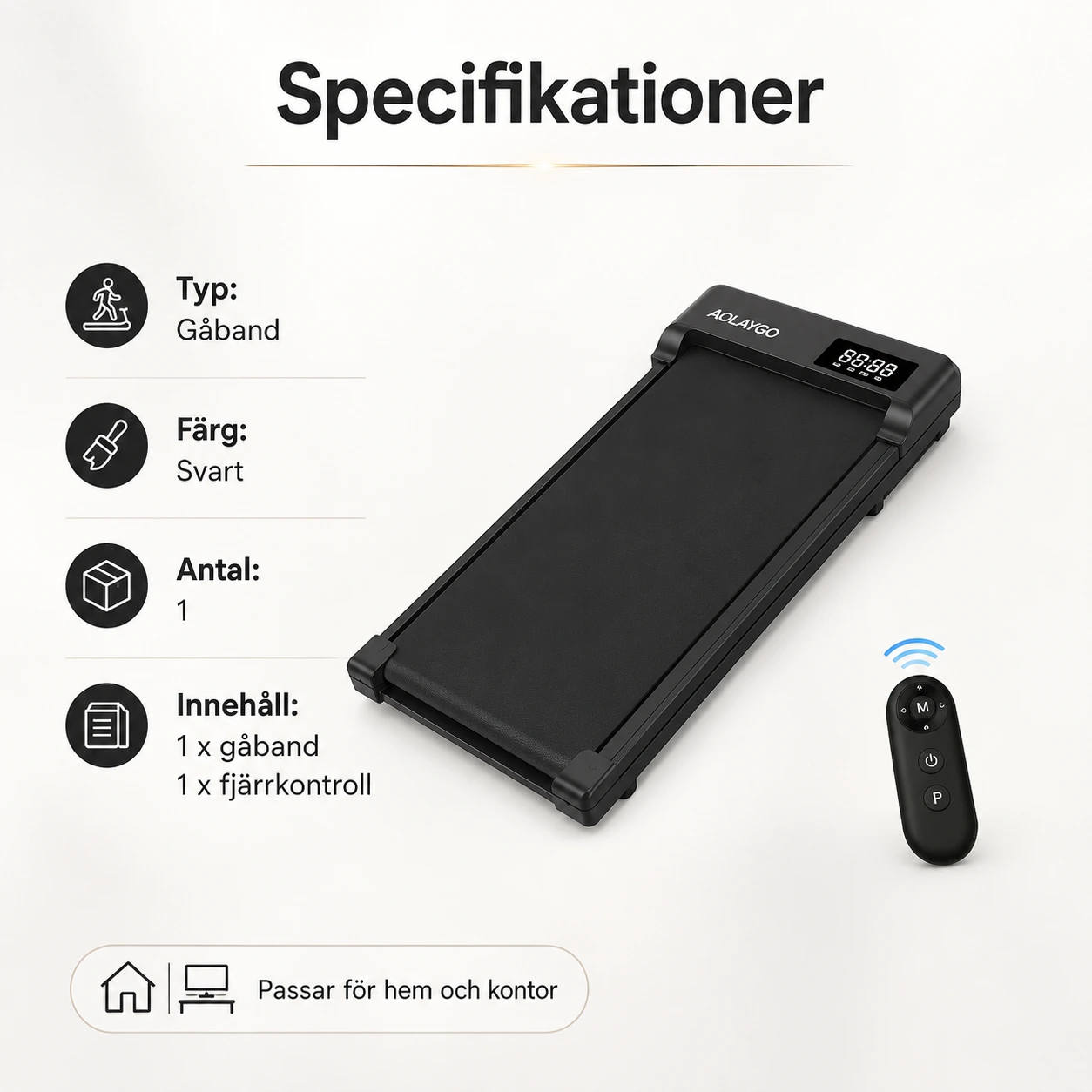 Gåband för hem och kontor med fjärrkontroll