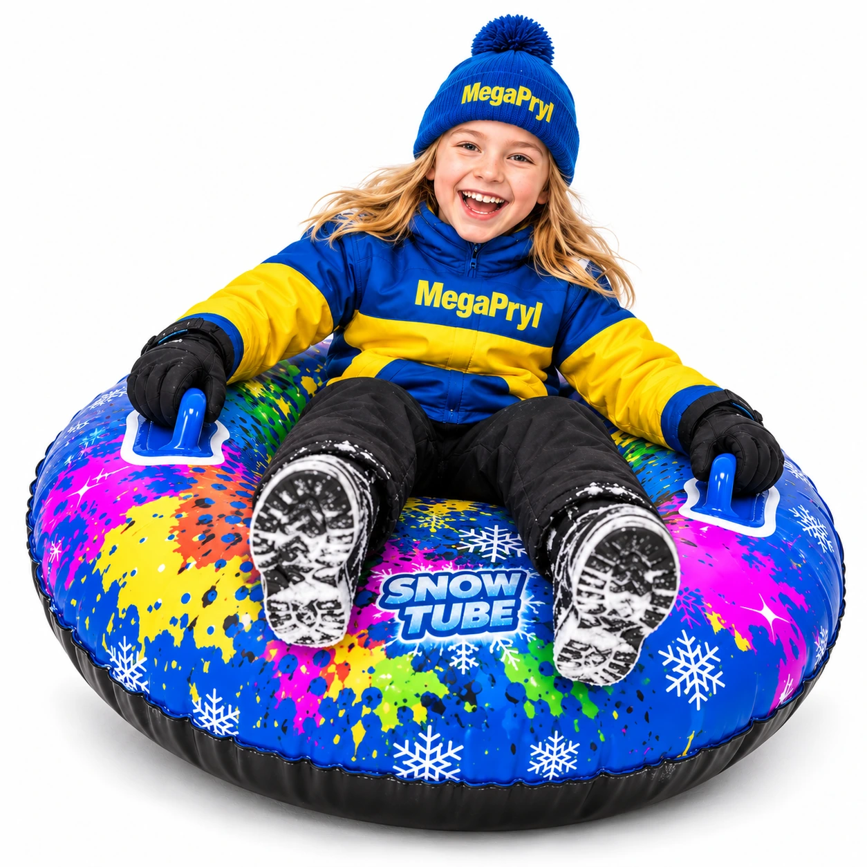 Uppblåsbar snow tube för snölek med handtag