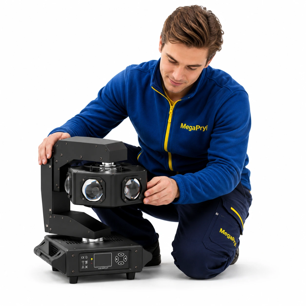 Moving head scenlampa med DMX512 och RGBW LED