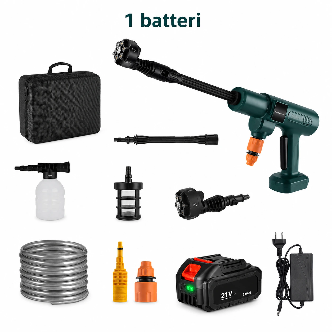 1 batteri med laddare