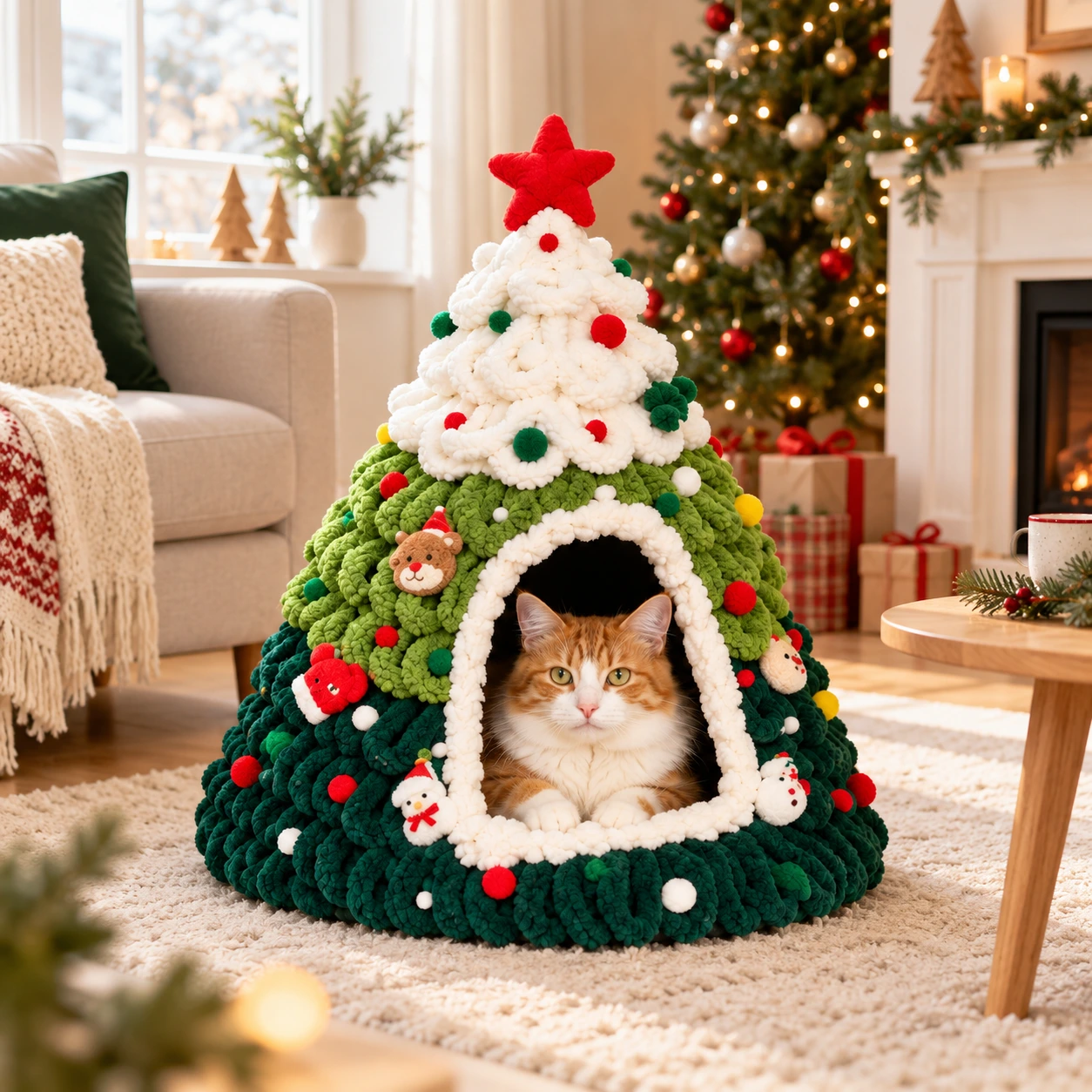 Julgran kattkoja för katt och smådjur