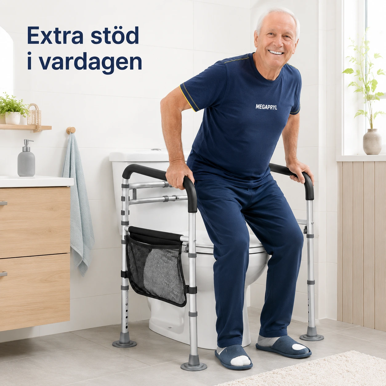 Toalettstöd med Handtag – Justerbart och Hopfällbart