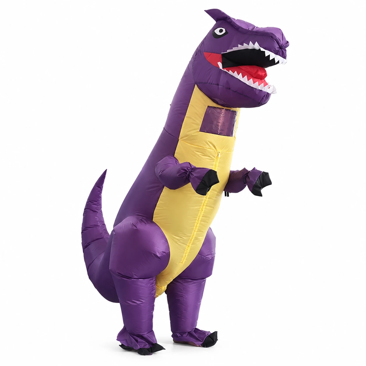 Uppblåsbar Lila och Gul T-Rex Dinosauriekostym för Vuxna